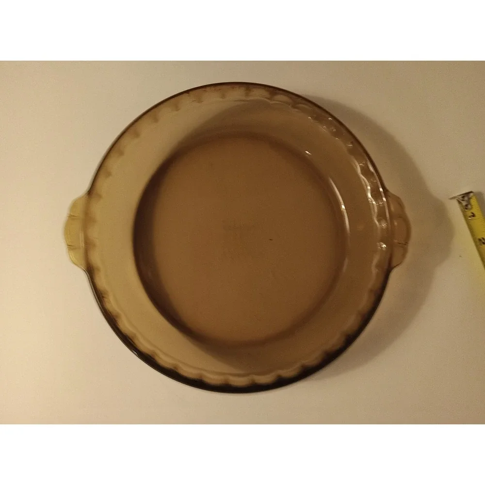 Pyrex 229 Amber Pie Pan Deep Dish Scalloped Edge Plate Vintage 9.5 Inch